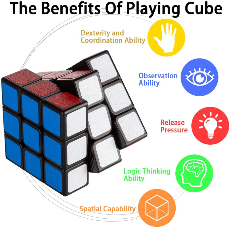 Speed Rubix Cube 3x3 Smooth Turning Magic Cube 3x3x3 Brain Teaser Puzzle Cube Sticker (2.2 inches)