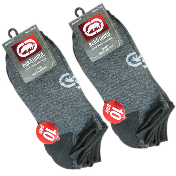 Marc Ecko Unlimited Unltd. Men's Low Cut Black/Grey Marled Athletic Socks 20-Pack