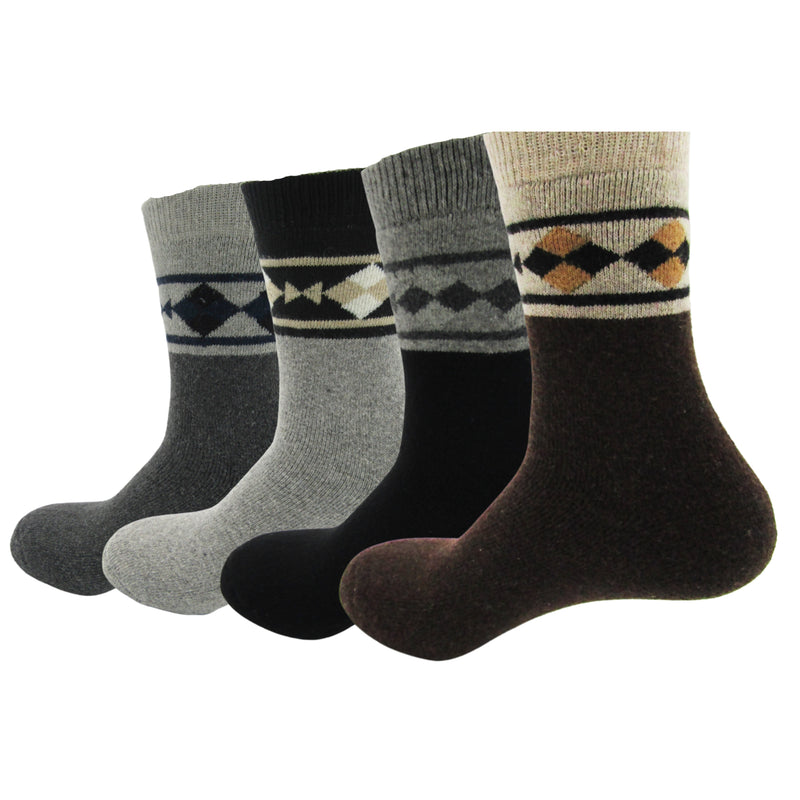 4 Pairs of Men's Soft Comfort Thick Casual Warm Wool Crew Socks