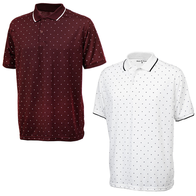 2 Pack Men's Polo Short Sleeve Cotton Printed Polo Shirts