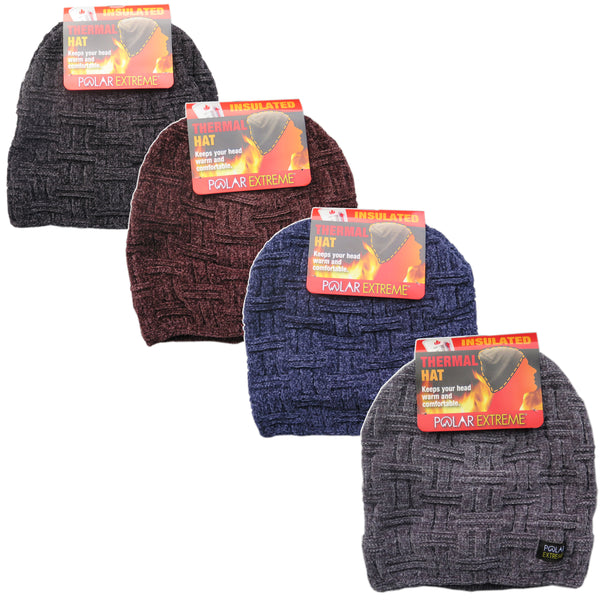 Polar Extreme Men's Insulated Faux Fur Lined Pull Beanie Cap Thermal Beanie
