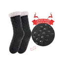 2 Pack Assorted Women's Thick Knit Fuzzy Sherpa Lined Soft Slipper Socks Non Slip Skid Warm