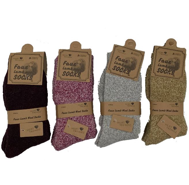 4 Pairs Assorted Colors Lambs Wool Thick Colorful Socks