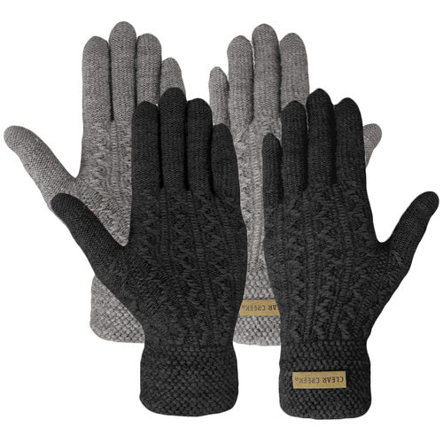 2 Pack Women's Cable Knit Winter Warm Soft & Comfy Touchscreen Texting Gloves