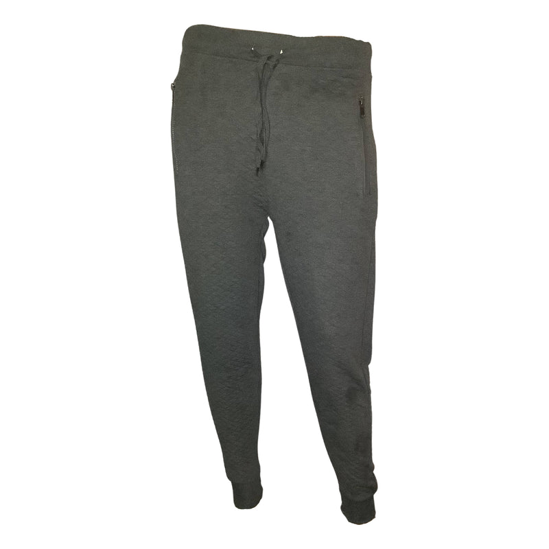 Men's Fleece Lined Jogger 2 Zipper Pockets Draw String Quilted Active Sweat Pants Active