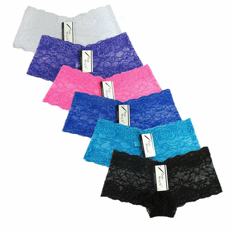 6 Pack Women Lingerie G String Lace Underwear Sexy T-back Thong Sheer  Panties 