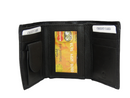 Mens' Black Genuine Leather Trifold ID Coin Credit Card Holder Wallet