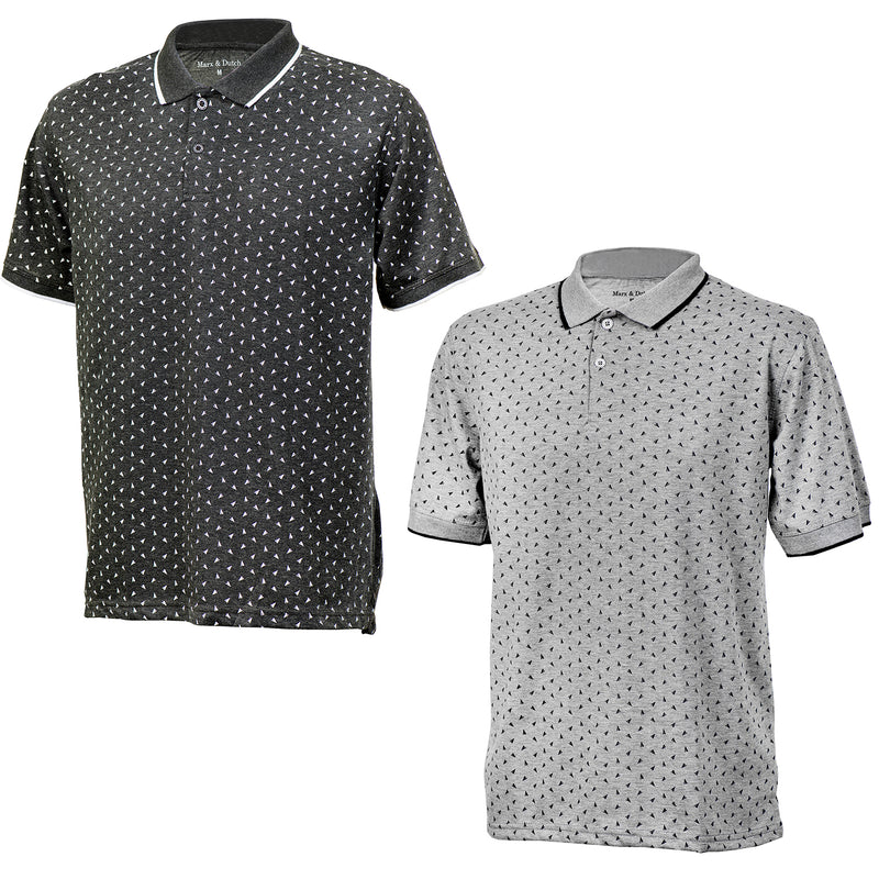 2 Pack Men's Polo Short Sleeve Cotton Printed Polo Shirts