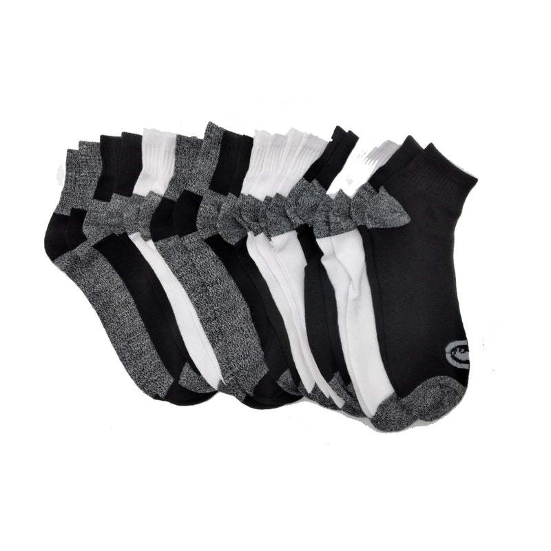 10-20 Pairs of Ecko Men's Basic Quick Dry Quarter High Athletic Socks 10-13