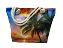 2 Pack Women's Colorful Canvas Tote Beach Bag With Double Rope Handle - Random 2 Pack