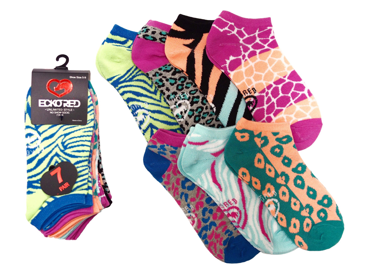 ❤︎acoco❤︎ 7 Pairs Ecko Red Women's Fun Funky Colorful Multi-Color