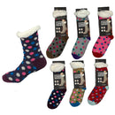 2 Pack Assorted Women's Thick Knit Fuzzy Sherpa Lined Soft Slipper Socks Non Slip Skid Warm