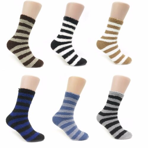 Men's Winter Comfortable Fuzzy Casual Striped Solid Or Weed Pattern Crew Socks