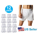 4-12 PACK Men's White Boxer Shorts W/ Comfortable Flex Waistband