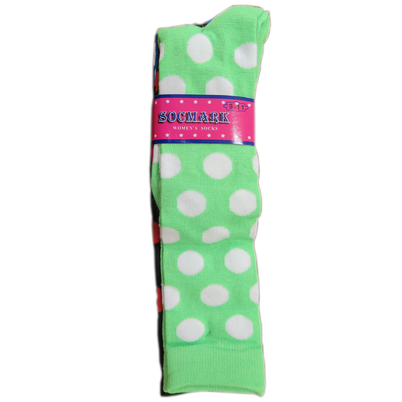 New Women's Assorted Color Knee High Polka dot Socks Cotton Size 9-11