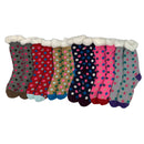 2 Pack Assorted Women's Thick Knit Fuzzy Sherpa Lined Soft Slipper Socks Non Slip Skid Warm