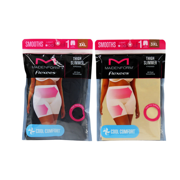 Maidenform 2 Pack Thigh Slimmer with Cool Comfort Smooths1 Nude 1 Blac