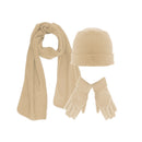 Winter 3 Piece Gift Set Fleece lined Scarf Gloves Cable Knit for Women