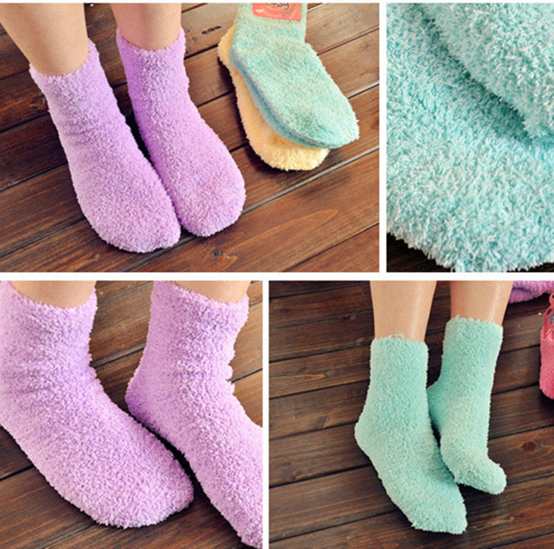 Women's Colorful Soft & Cozy Warm Microfiber Fuzzy Indoor or Winter Crew Socks