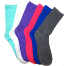 Women's Solid Multi Neon Colorful Cotton Crew Casual Socks