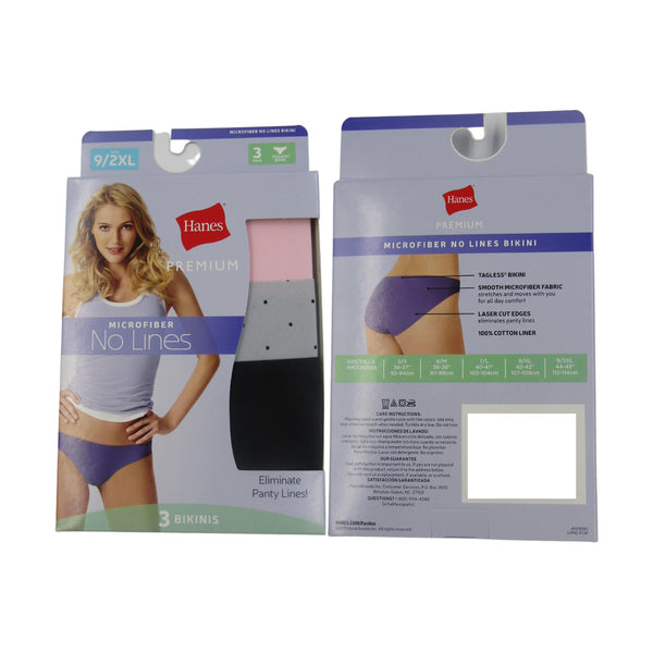 Hanes 3-Pack Women's Premium Comfort Flex Fit Microfiber Bikini No Lines Underwear