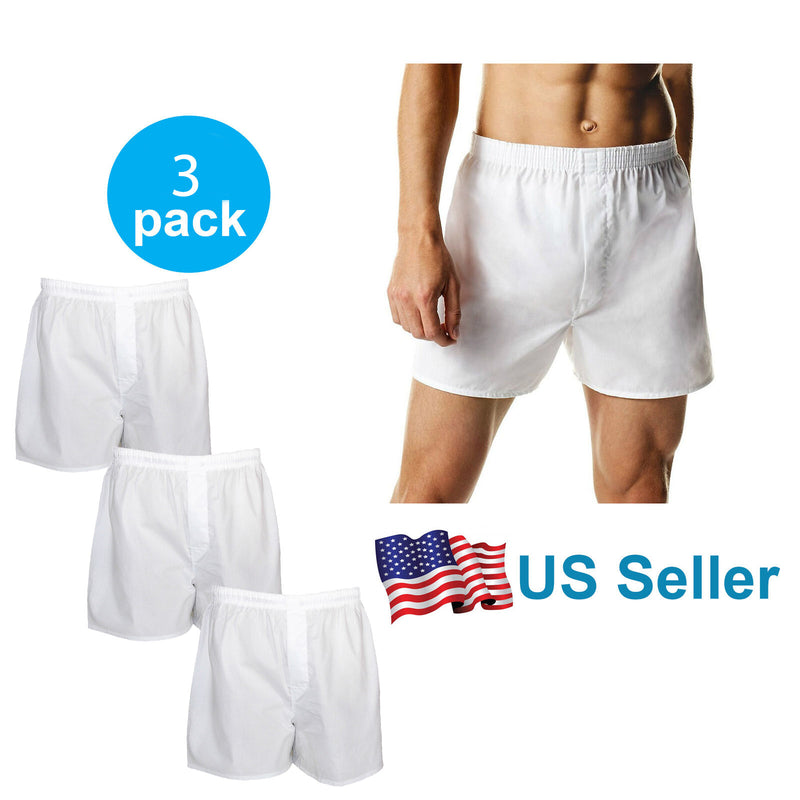 4-12 PACK Men's White Boxer Shorts W/ Comfortable Flex Waistband