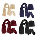 Winter 3 Piece Gift Set Fleece lined Scarf Gloves Cable Knit for Women