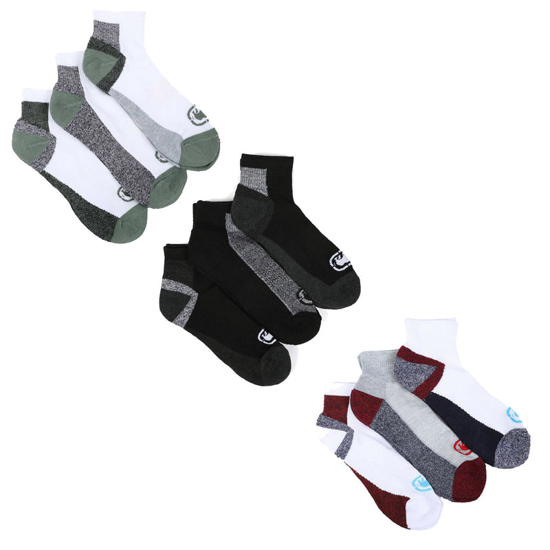 ECKO UNLTD Mens 6-Pack 1/2 Quarter Cushion Arch Compression Athletic Socks