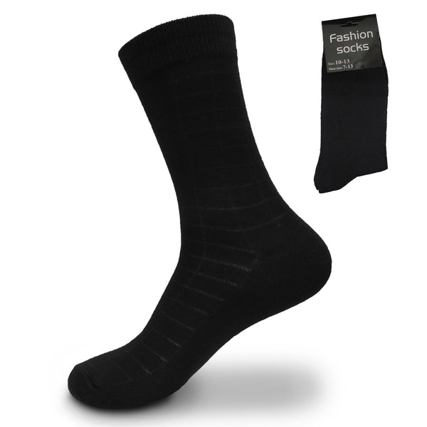 Men's Cotton Dress Mid Calf Solid Black Socks