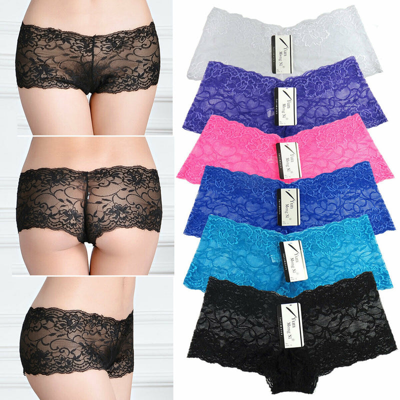 6 Pack Satin Ice Silk Underwear Women Sexy Briefs Seamless Lace