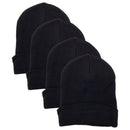 4 Pack Men's Thermal Fleece Lined Winter Insulated Cuff Beanie Hat