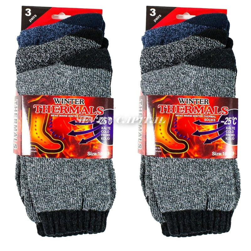 3 Pairs Men's Winter Thermal Super Warm Heated Socks Heavy Duty Boots Size 10-13