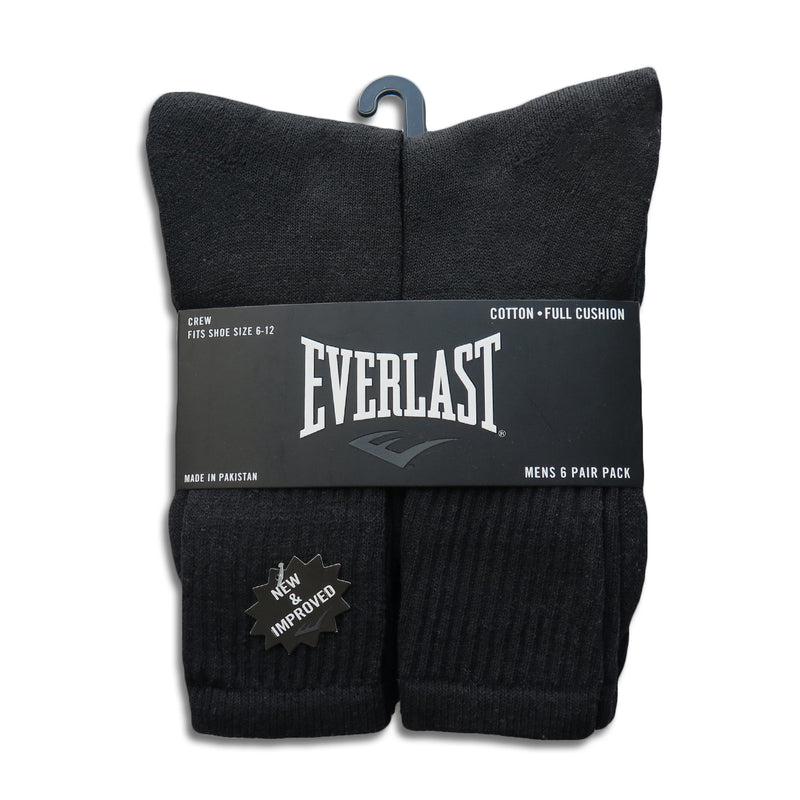 6 Pair Everlast Men's Over The Calf Tube Socks | Socks Size 10-13, Shoe Size 6-12 | Grey, Black, & White