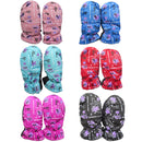 Magg Kids Toddlers Fleece Lined Winter Snow Print Glove Waterproof Mittens