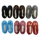 2 Pairs Women's Non Slip Grip Winter Fuzzy Slip On House Slippers Fleece Warm Assorted Colors
