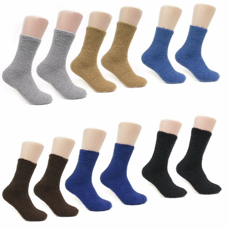 Men's Winter Comfortable Fuzzy Casual Striped Solid Or Weed Pattern Crew Socks