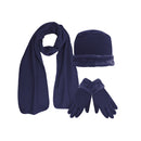 Winter 3 Piece Gift Set Fleece lined Scarf Gloves Cable Knit for Women