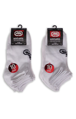 10 20 or 30 Ecko Unltd Men's Basic White Quick Dry No Show Athletic Socks