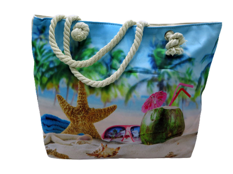 2 Pack Women's Colorful Canvas Tote Beach Bag With Double Rope Handle - Random 2 Pack
