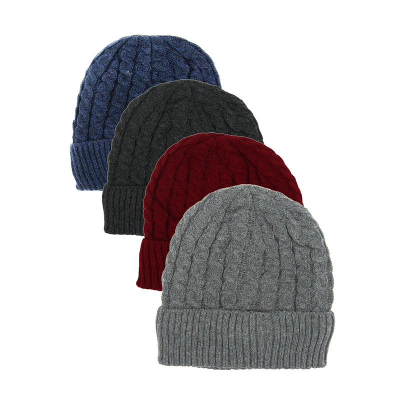 4 Pack Men's Thermal Fleece Lined Winter Insulated Beanie Hat