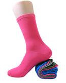 Women's Solid Multi Neon Colorful Cotton Crew Casual Socks