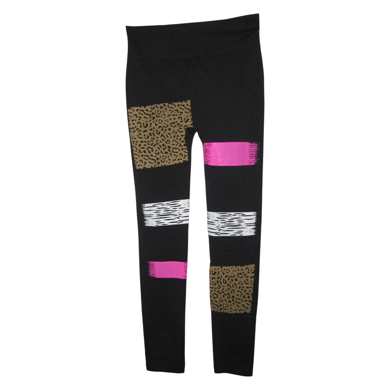 Ladies Seamless Leggings With Front Rubber Print in Black