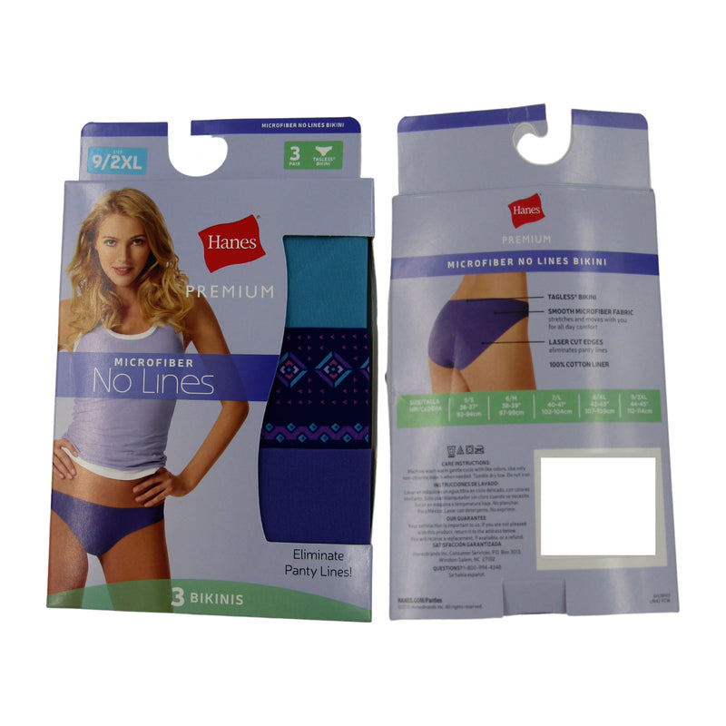 Hanes 3-Pack Women's Premium Comfort Flex Fit Microfiber Bikini No Lin