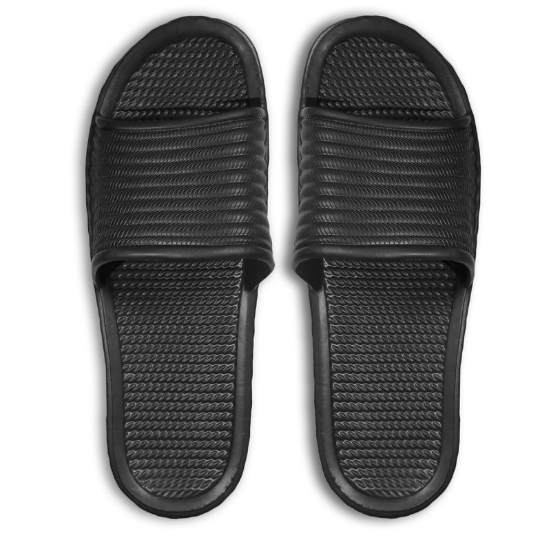 Men's Casual Rubber Slides Sandals Slipper Shoe Black Size 7-12 (S-XL)