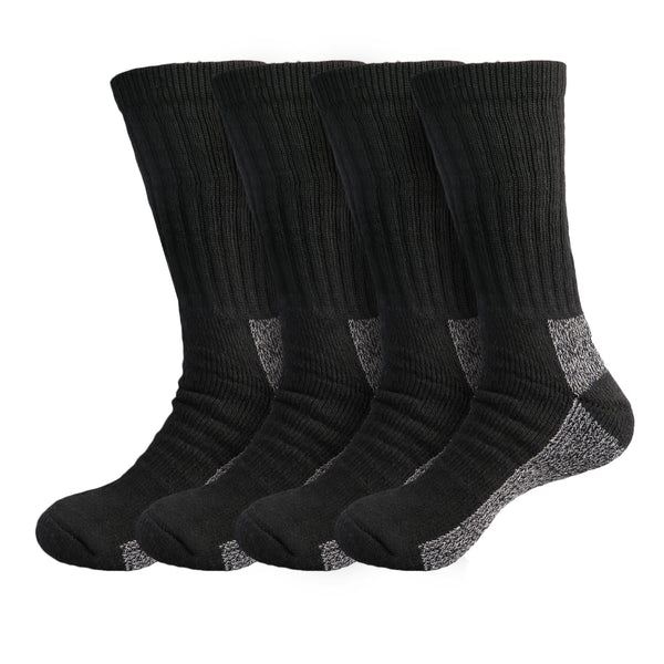 Men's 4 Pack Heavy Duty Steel-Toe Reinforced Cushion Full Crew Boot Socks