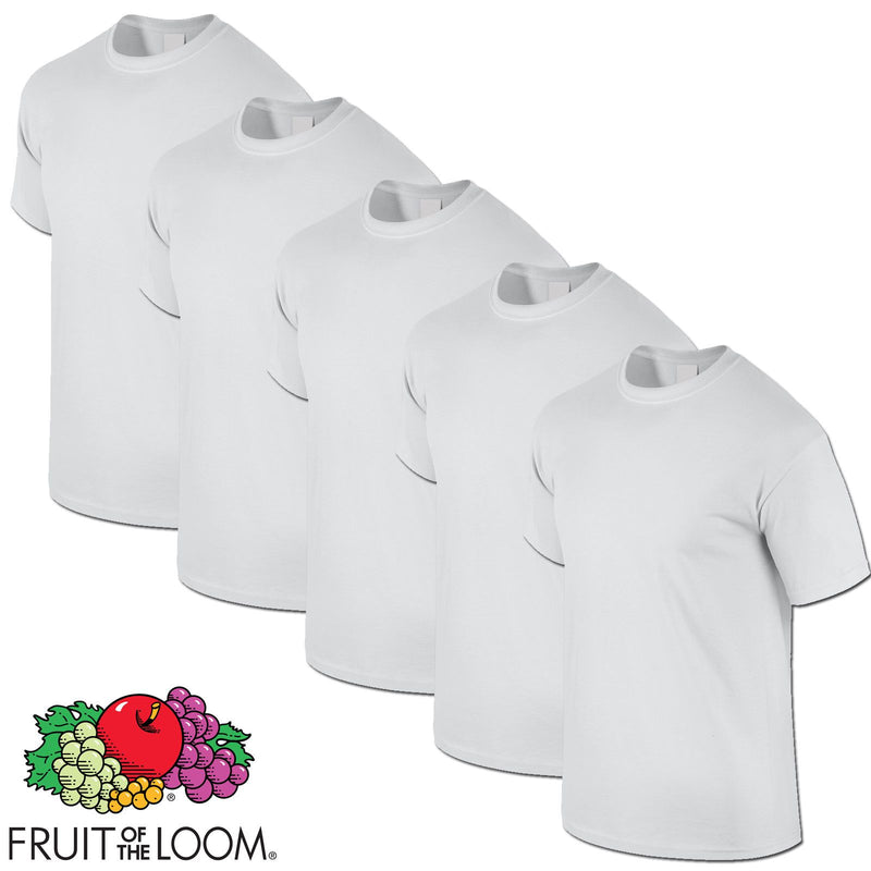 Fruit of the Loom Classic White Tag Free Crew T-Shirts, 5 Pack- 2XL