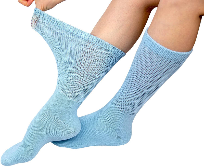 2-12 Pairs Premium Women’s Colorful Soft Breathable Cotton Crew Socks, Non-Binding & Comfort Diabetic Socks (Fits Shoe Size 6-10)