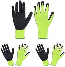 3-6 Heavy Duty Neon Yellow Latex Work Gloves Grip Palm