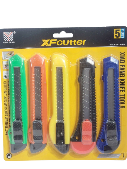 5 pcs Safety Box Cutter Utility Knife Tool Retractable Snap off Razor Blade Assorted