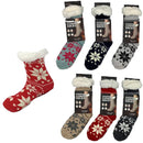 2 Pack Assorted Women's Thick Knit Fuzzy Sherpa Lined Soft Slipper Socks Non Slip Skid Warm
